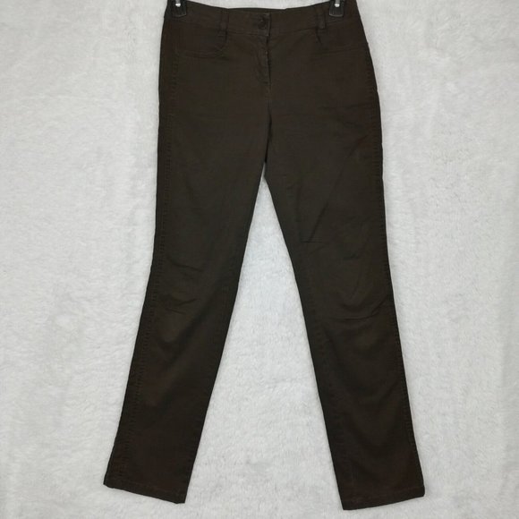 Talbots‎ Womans Jeans Signature Pleated Waist Straight Leg Low Rise Brown 4 - Picture 1 of 13
